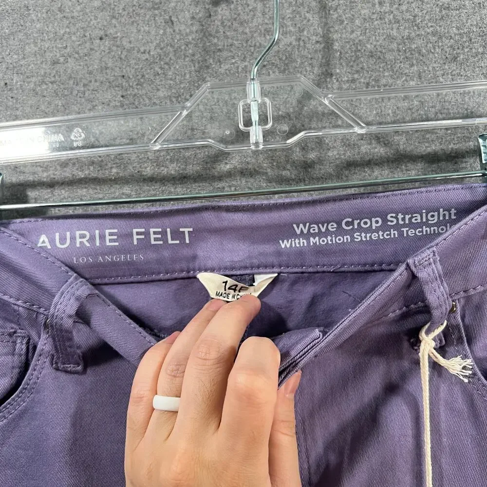 Laurie Felt Wave Denim 5-Pocket Crop Straight Jeans Dusty Lilac, Petite 14